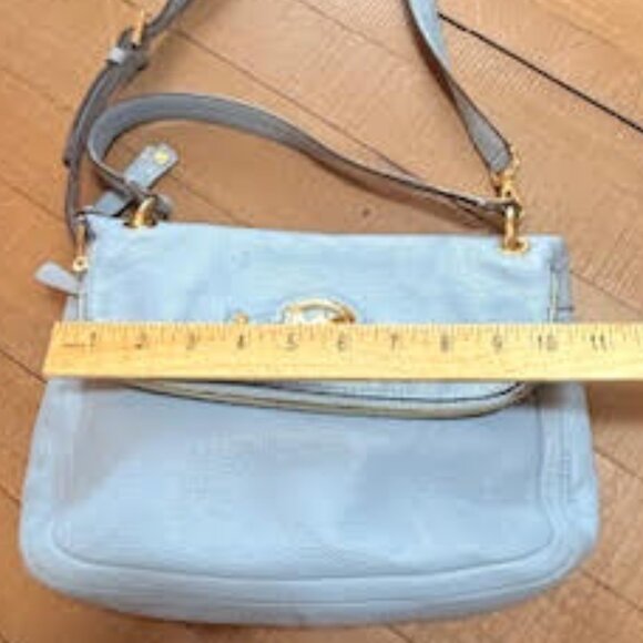 Michael Kors Light Blue Pebbled Leather Crossbody Bag Gold Hardware - Picture 6 of 14